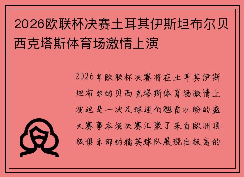 2026欧联杯决赛土耳其伊斯坦布尔贝西克塔斯体育场激情上演